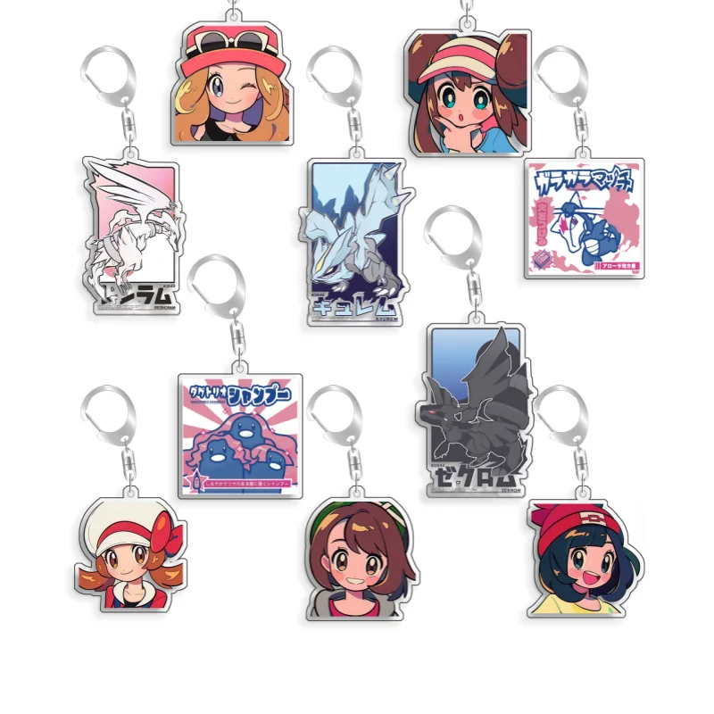 Llavero de acrílico original hecho a mano con diseño de Pokémon Elf Qikchu Wailord Groudon Selene Reshiram, bonito colgante de dibujos animados de anime, juguete de regalo de 5 cm