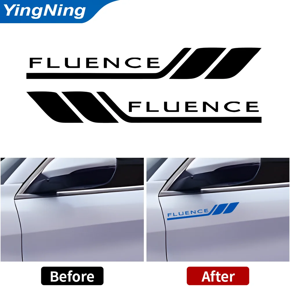 2pcs Car Side Reflective Sticker Car Decorative Bumper Leaf Plate Door Vinyl Decal Sticker For Renault FLUENCE Auto Accessories