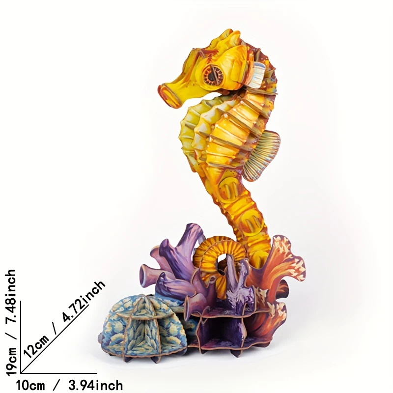 Seahorse 3D Kraft Paper Puzzle Diy Creative Splicing Model Of Marine Animals Kits Toys Birthday Gifts For Boys Girls