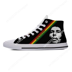 Custom Made Legend Bob Marley Reggae Music Novelty Design Lightweight High Top Canvas Shoes Men Women Casual Breathable Sneakers