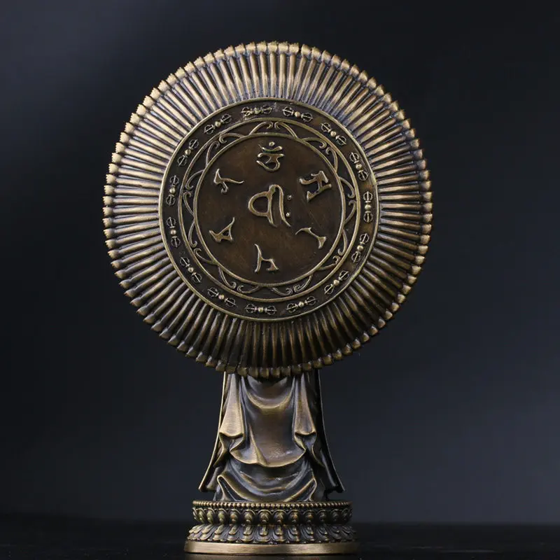 Brass Manjushri Statue 12 cm Thousand Arms and Bowls Design Vintage Buddhist Home Altar Decor, Ceremonial Religious Accessory