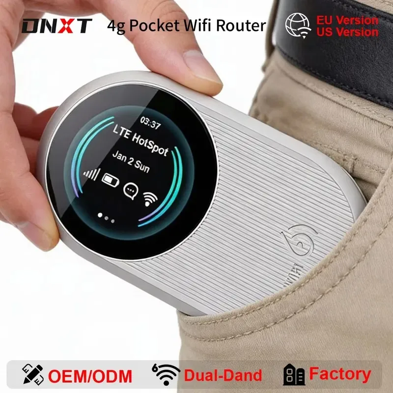 Hot Sale DNXT 4g Router with Card WiFi6 Dual-band Internet Mobile Wifi 3000mAh Wi-fi Pocket LCD 4g Router Usb for Travel