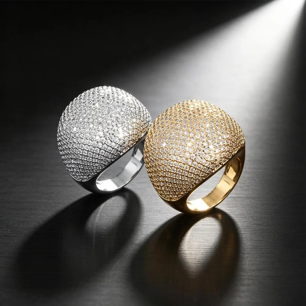 Hip Hop Rapper Rings Paved Ice Out Bling Jewelry Sparkling Diamond Finger Rings Men Singer Ring Male Engagement Anniversary