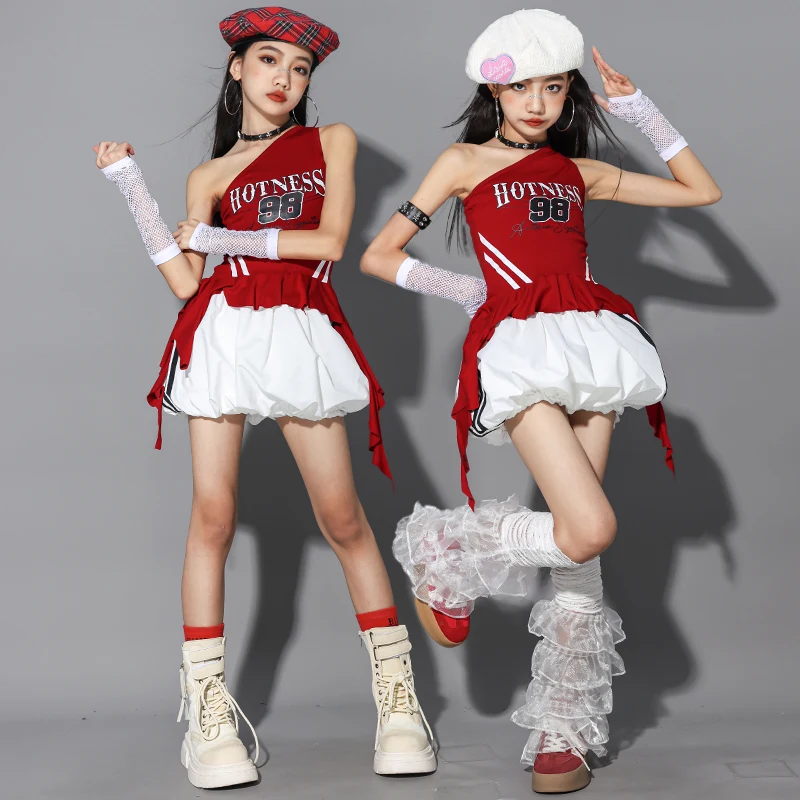 Hip Hop Kids Crop Top Street Dance Pantaloni bianchi larghi Ragazze Stage Streetwear Bambini Costume jazz Ragazza Gruppo Adolescenti Set di vestiti