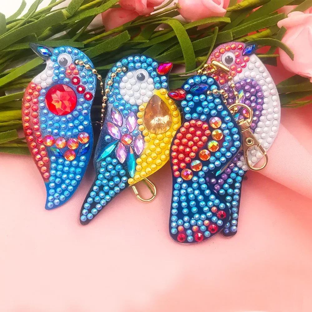 New Coming Butterfly Animal Flower Pattern 5D Diamond Painting Keychain Keyring DIY Mosaic Picture Of Rhinestone Jewelry Gift