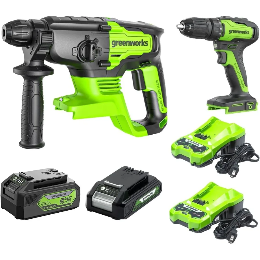 

24V Brushless 2 pcs Cordless Power Tool Combo Kit for HeavyDuty Construction and DIY Projects: Includes 2650 in. lbs Impact Dri