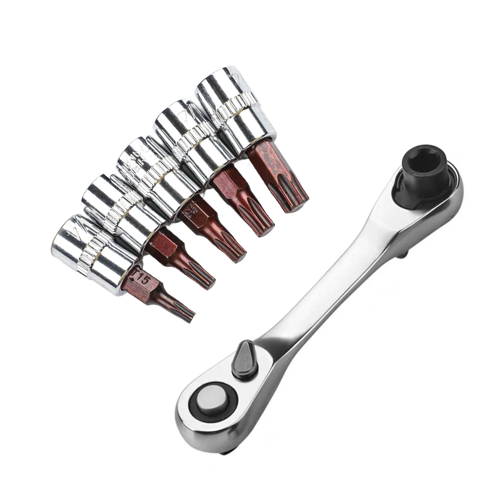 For Workshop Use Silver Black 1 4 Ratchet Wrench Ratchet Offset Ratchet Ergonomic Handle Thumb Operated Switch Offset Head