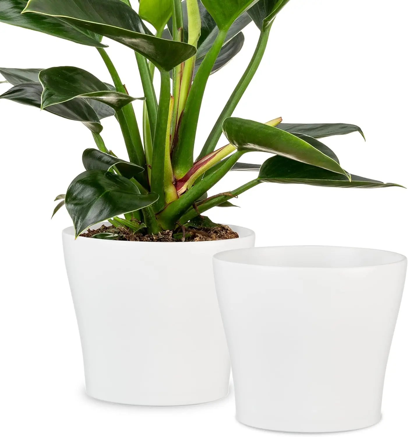 

Set of 2 Classic Panna Ceramic Plant Pots – 7.5" Decorative Pots for Indoor Plants - Waterproof&UV-Resistant Planters -