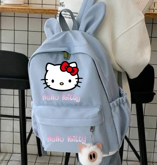 Sanrio Hello Kitty Cute Rabbit Ears Girls Boy Cartoon Children Backpack Lightweight Women Waterproof Bags Gift Student Schoolbag