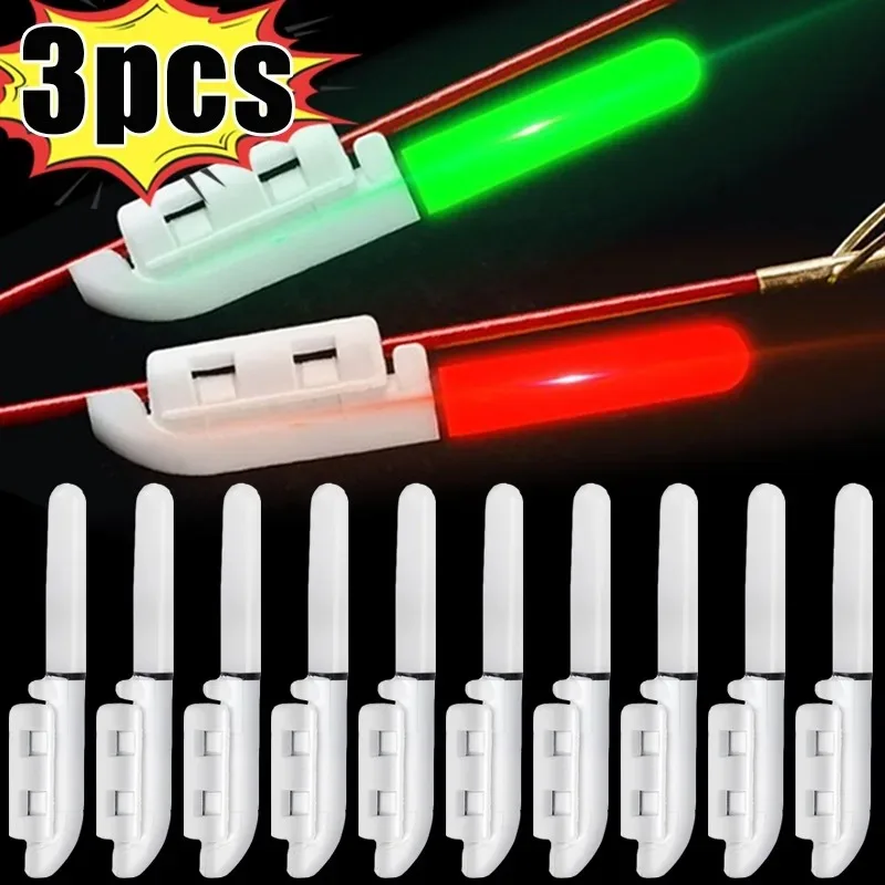 1/3Pcs Fishing Rod Tip Lightstick LED Fluorescent Light Bite Alarm Use 425 Battery Removable Waterproof Red/Green/Blasting Flash