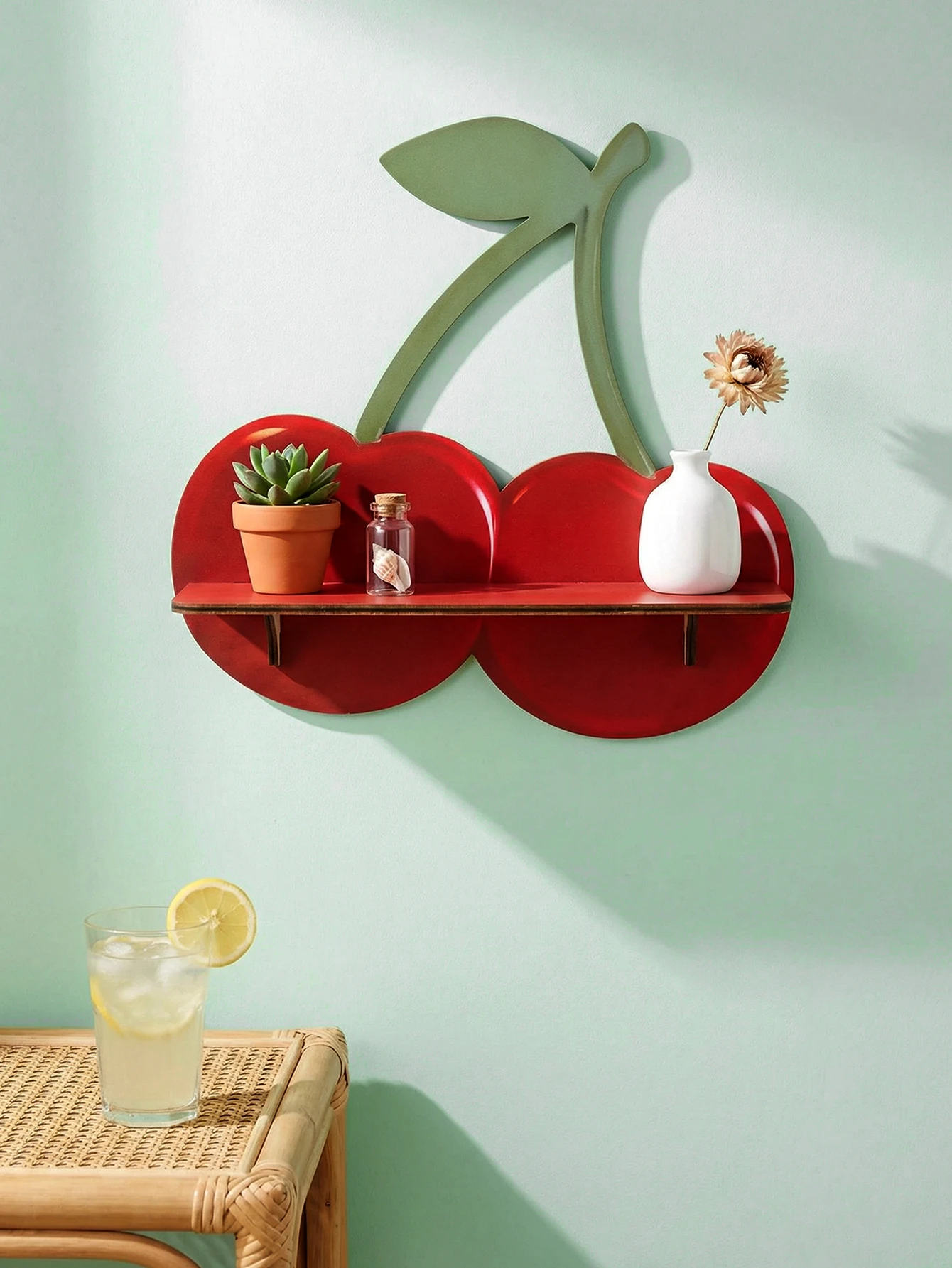 Niedliches Kirschförmiges Wandregal Holz-Aufbewahrungsorganizer Schwebende Regale Kreative Boho-Heimdekoration für Wohnzimmer Schlafzimmer & Kinderzimmer – Detail 8