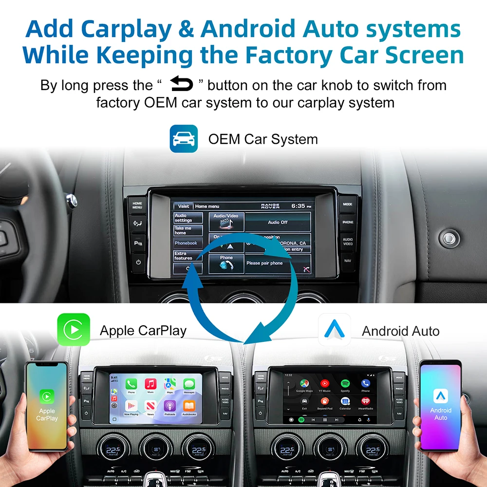 Wireless CarPlay Android Auto Retrofit Kit Decoder Box for Lander Rover Ranger Rover Evoque Discovery 4 Freelander 2012-2016