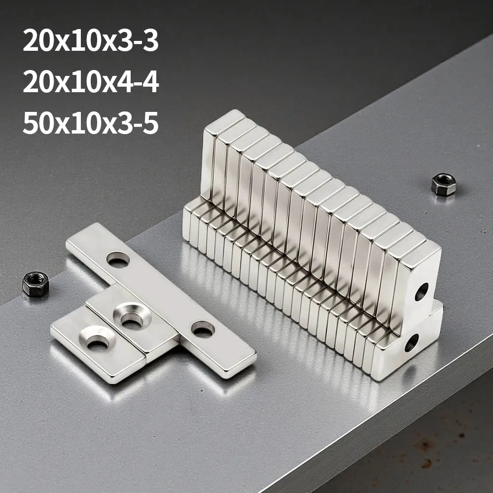 20x10x3-4 20x10x4-4 50x10x3-5mm Block Super Strong Neodymium Magnet with holes Powerful Magnetic NdfeB Permanent Refrigerator