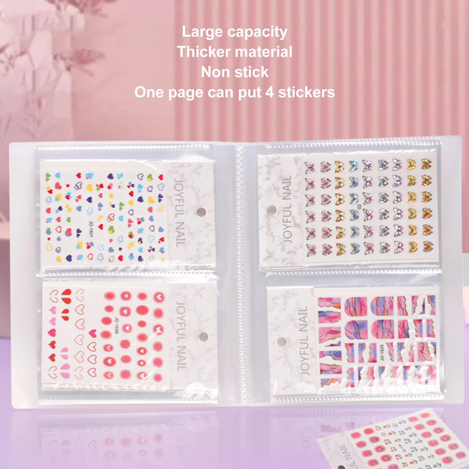 Nail Art Sticker Photo Album Nail Art Sticker Storage Book Large Capacity 80 Slots Portable Empty Frosted Hard Cover for Home
