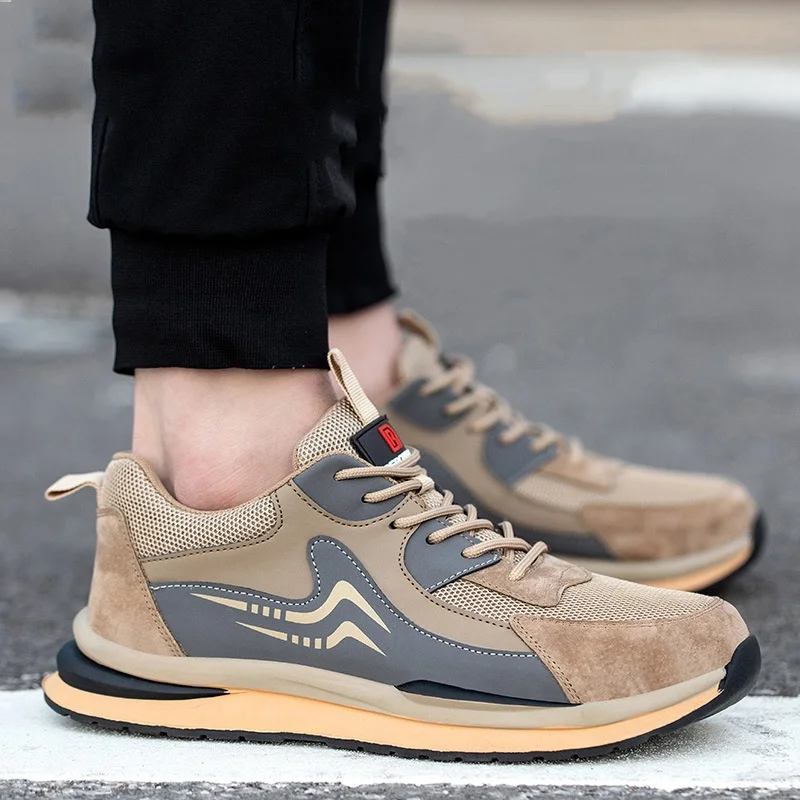 men casual steel toe covers work safety shoes breathable summer worker safe sneakers tooling security boots protective footwear