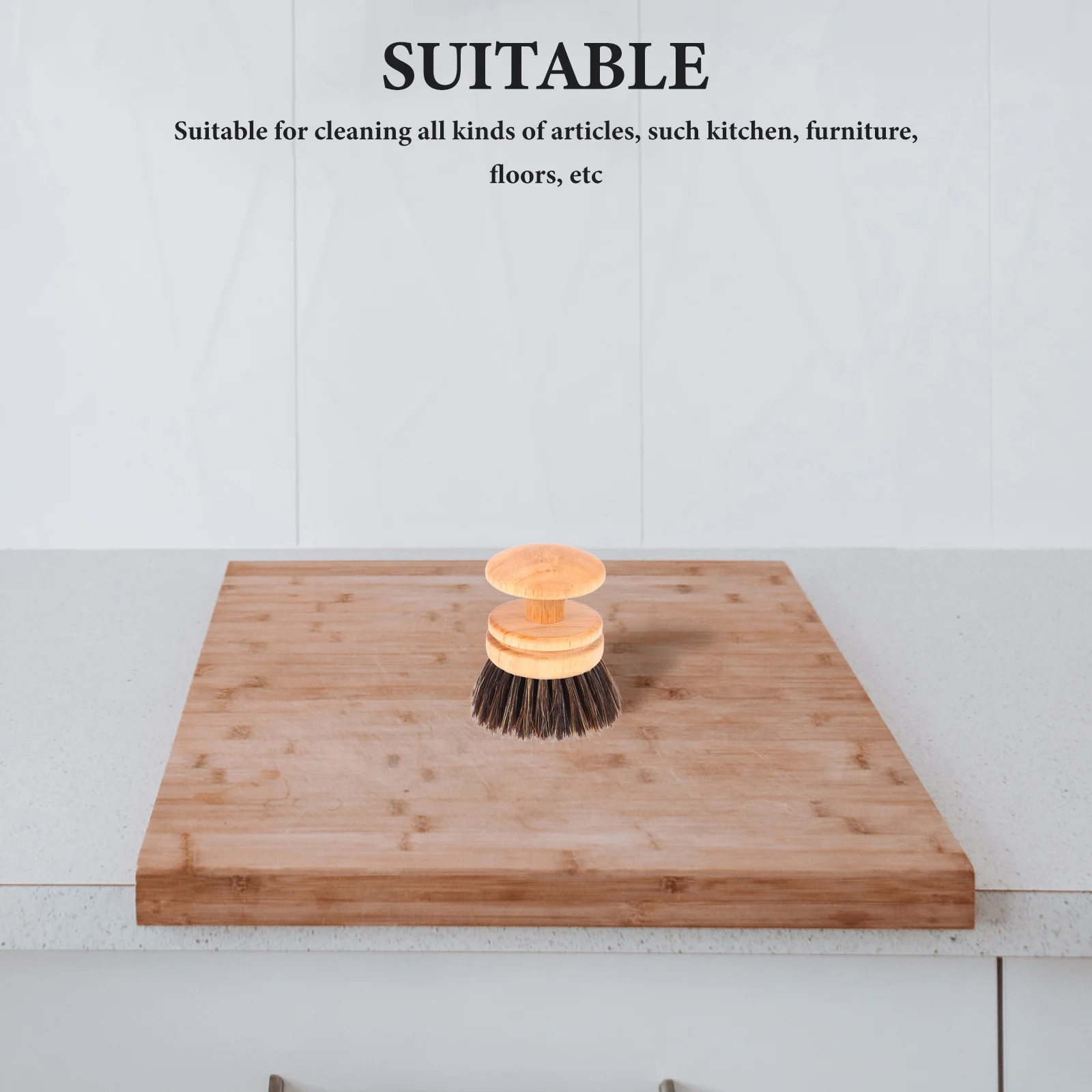 

1pc Cleaning Brush Horsehair Scrub Wood Broom Dishwasher Pot Washer Long Handle Kitchen Utensil Furniture Floor Cleaner Natural