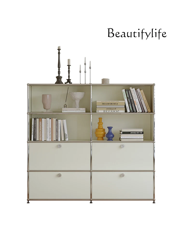 Nordic Chinese Style Module Assembled Cabinet Modern Minimalist Bookcase Minimalist Stainless Steel Bookshelf