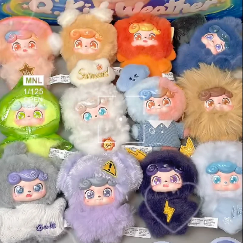 

Genuine Q Kid Weather Baby Mini Series Plush Blind Box Keychain Kawaii Collectible Desktop Decoration Toy Figure Gift For Girls