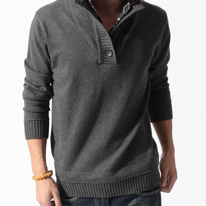 เสื้อสเวตเตอร์ถักคอตั้งทรงเข้ารูปสำหรับผู้ชาย ลายดอกไม้ปัก ดีไซน์ทันสมัย ให้ลุคดูอ่อนเยาว์