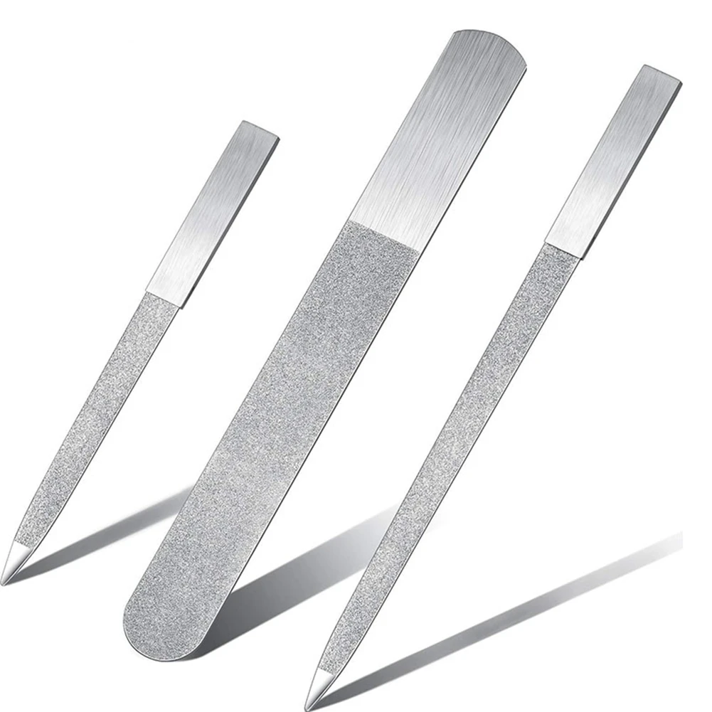 3-Piece Nail File Set Stainless Steel Double-Sided Nail File Buffer File Nail File Suitable for Salon, Family and Travel