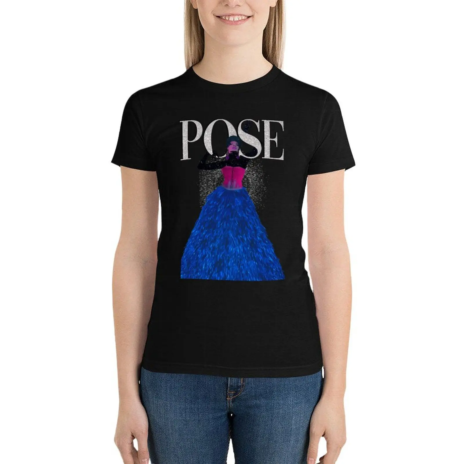 P O S E T-Shirt Female clothing summer clothes summer tops Blouse workout t shirts for Women