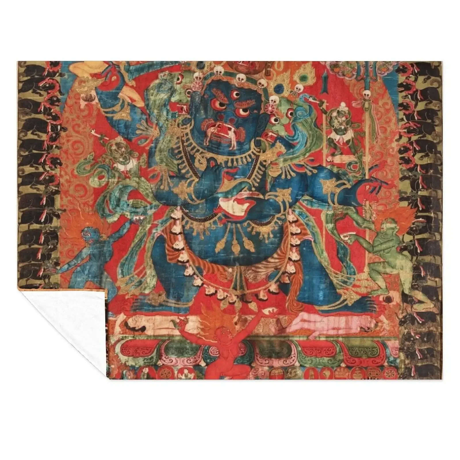 

Mandala 143 Mahakala Chaturmukha Four Faced Throw Blanket Sofa Quilt Comforter Kid'S for sofa Blankets
