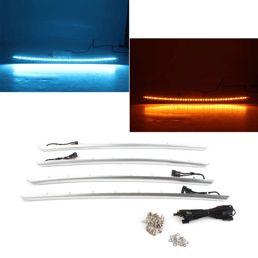 For BMW F30 3Series All Years Car Interior LED Door Panel Ambient Light Strips Bars Dual Color Blue & Orange