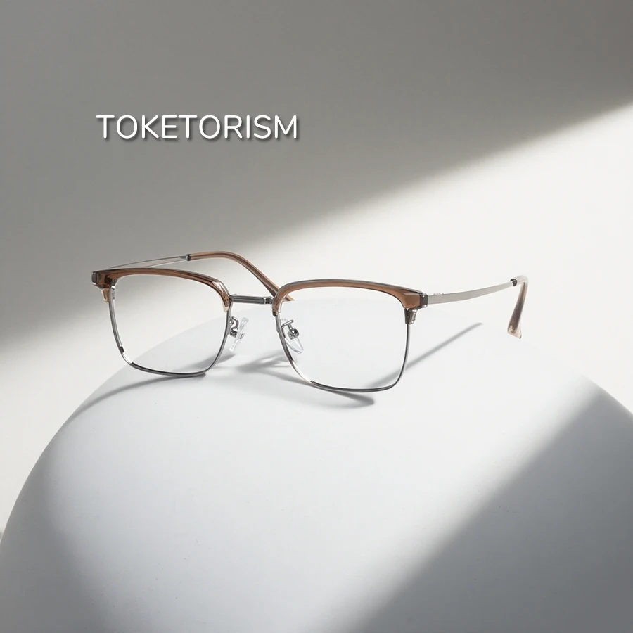 

Toketorism Anti Blue Business Eyewear Half Frame Men Women's Eyeglasses Prescription Optical Glasses Frames