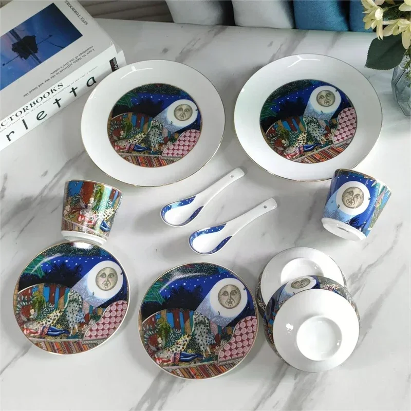 

Midsummer night series 10-piece set kitchen supplies bowl and plate set
