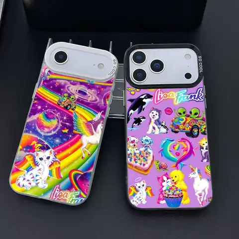 Brand L-Lisa Frank Phone Case For IPhone 11-17 Air Pro Max Colorful Plated Anti Slip Anti Fingerprint Protector