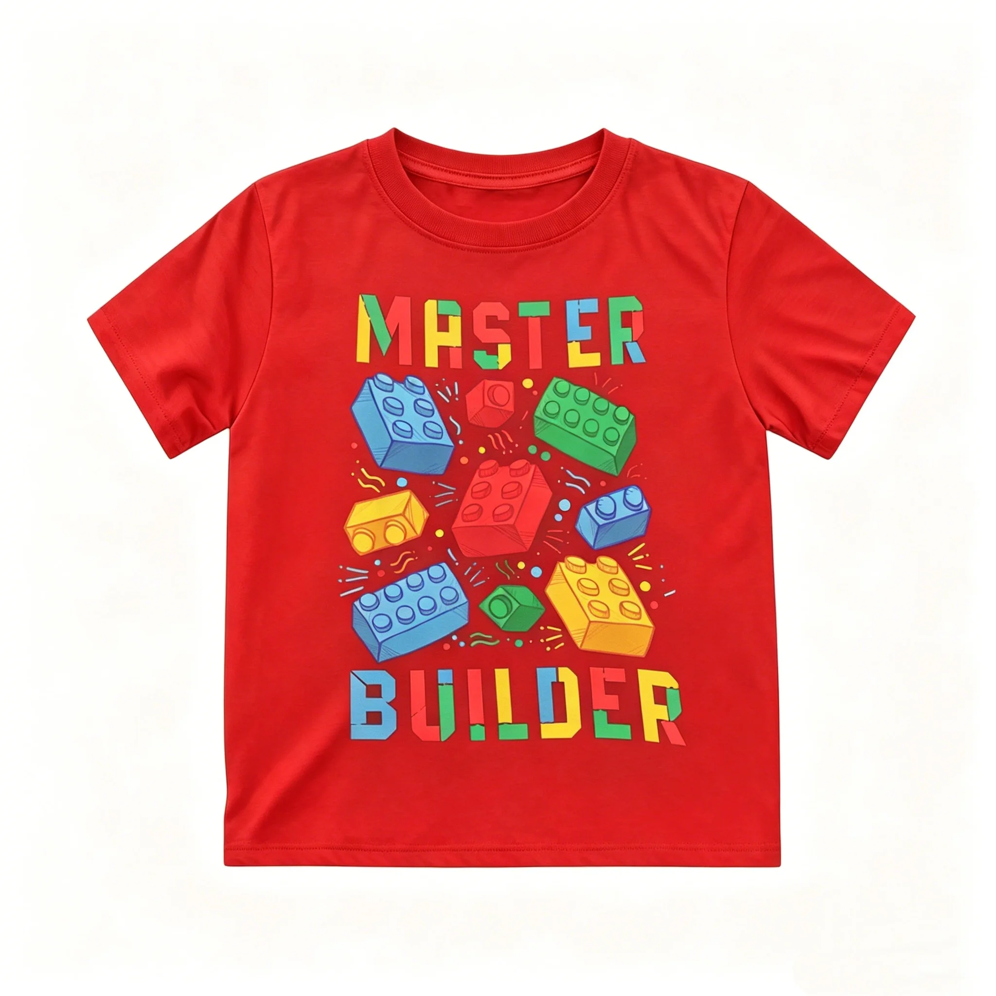 Brick Builder Kinder-T-Shirt, lässig, locker sitzend, weich, atmungsaktiv, für den täglichen Gebrauch, Strandurlaub, Party-Outfit, für alle Jahreszeiten – Detail 5