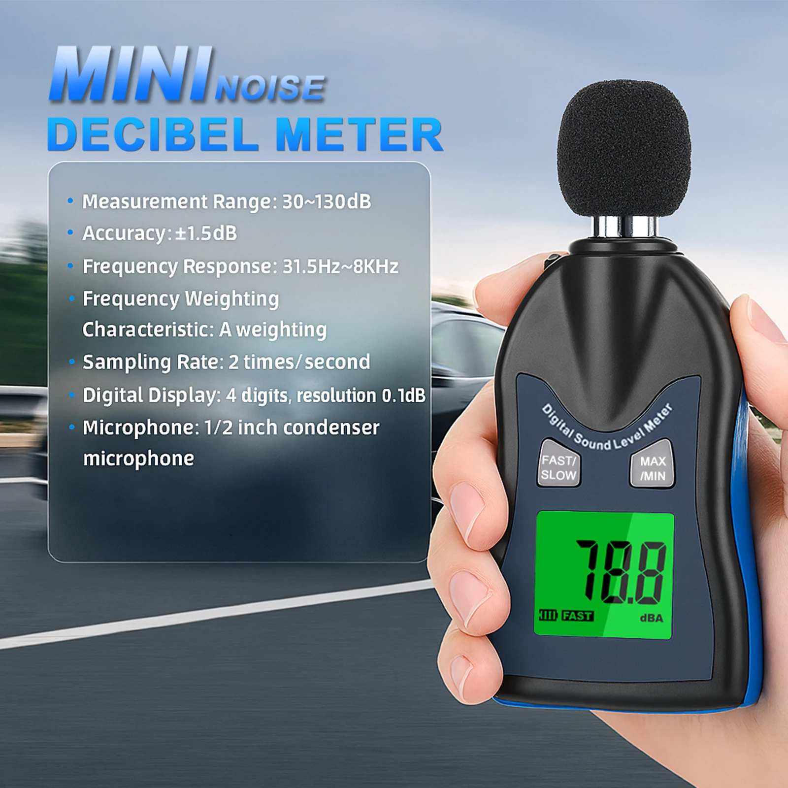 

Цифровой мини-децибелометр HP882C, измеритель уровня звука 30-130 дБ с A-взвешиванием, подсветкой и автоматическим отключением для промышленного использования