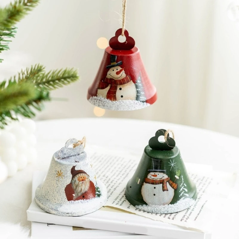 Santa/muñeco nieve campanas hierro Metal árbol Navidad Festival colgante para ventana y puerta decoración del