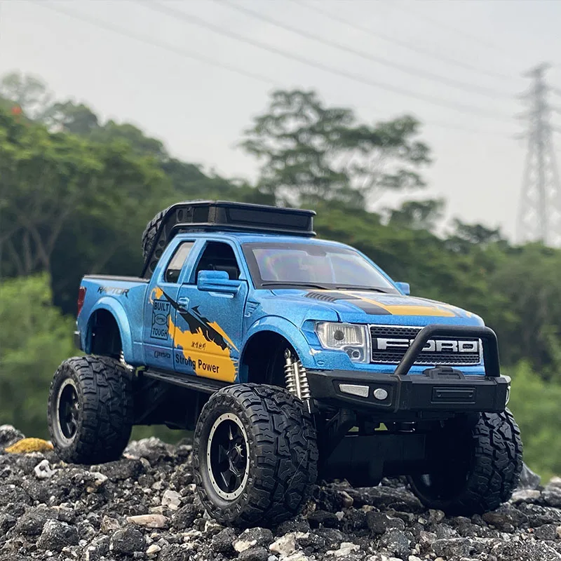 

1:32 Ford Raptor F150 Alloy Car Model Diecasts Metal Toy Modified Off-Road Vehicles Model Simulation Sound Light Kids Toy Gift