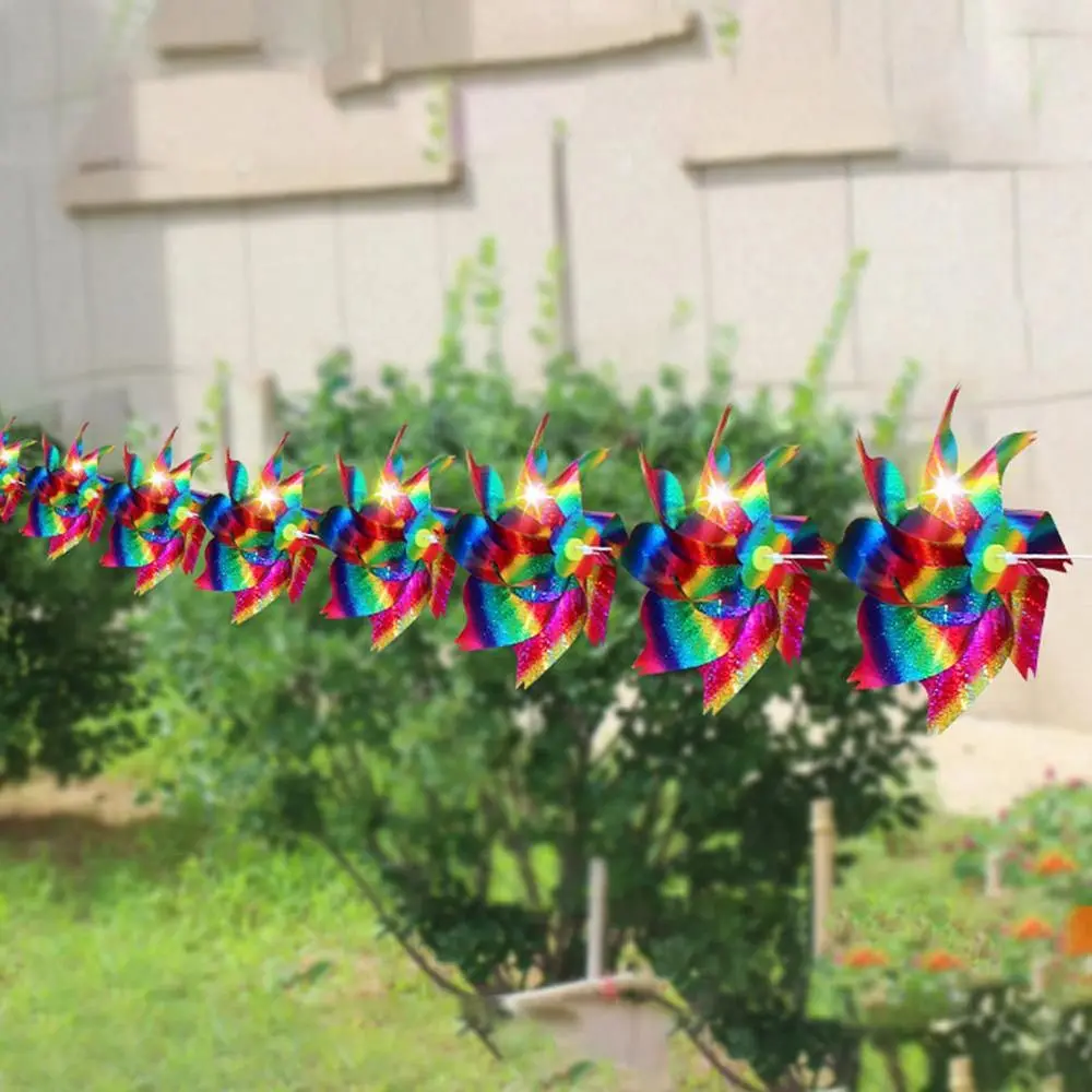 Anti Birds Bird Repellent Windmill Orchard Protection 10M Rope Reflective Windmill Wind Spinners Garden Decor Bird Repeller