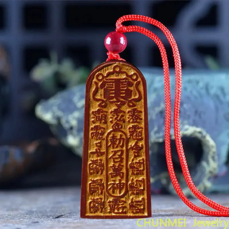 Buddhist Keepsake Five Thunder High Content Pure Natural Cinnabarpendant Mens and Womens 97% Imperial Cinnabar Necklace Pendant