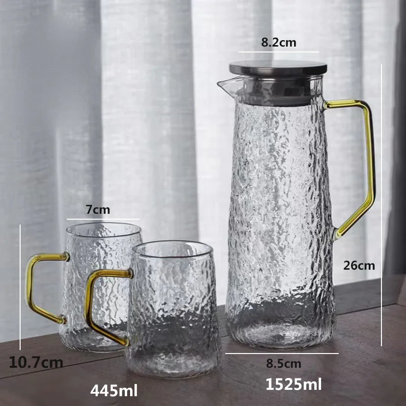 Japanese Juice Pitcher Cold Hot Kettle Household Large-capacity Tea Pot with Handle Heat Resisttant Glass Water Bottle Drinkware