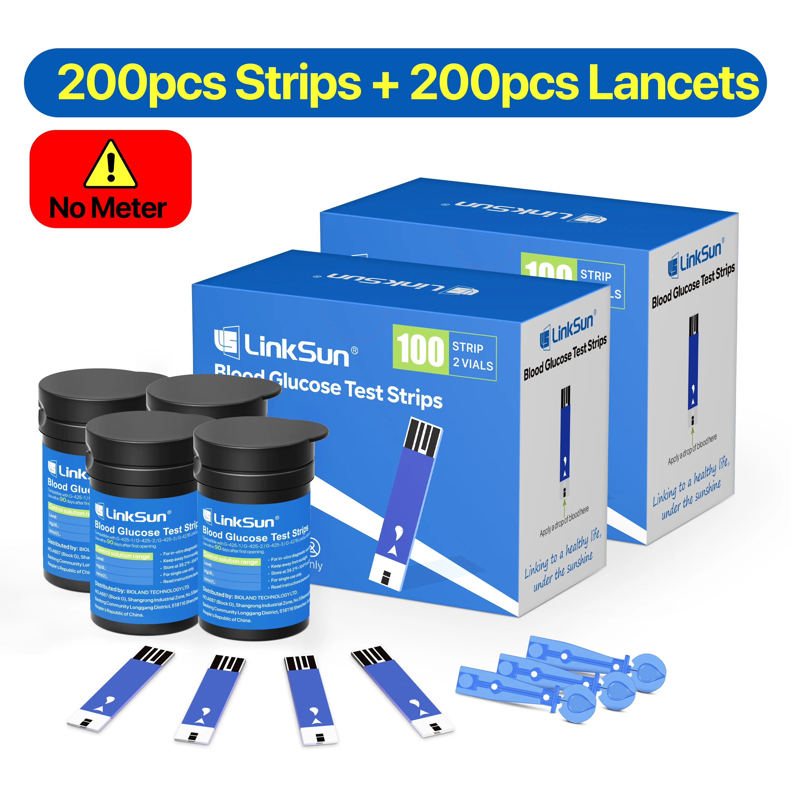 LinkSun G-425-1 Bloedglucosemeter 50/100 stuks Teststrips en Lancetten Diabetes Medische Glucosemeter Testen Bloedsuikertester