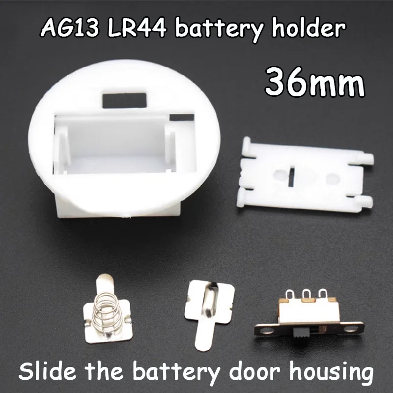 10 шт., 3 батареи AG13 LR44, чехол для батарейного отсека, скользящая крышка, отсек для батареи, 36 мм, электронный аккумулятор, раздвижная дверца батарейного отсека
