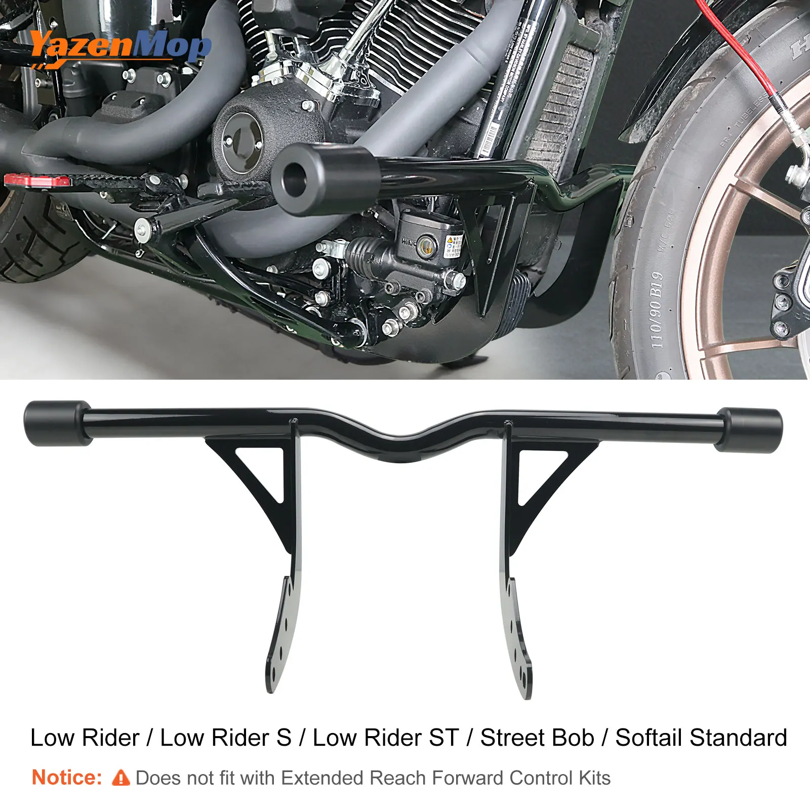 

YazenMop Engine Guard Front Highway Crash Bar for Harley Softail 2018-up Street Bob Low Rider S Low Rider ST Softail Standard