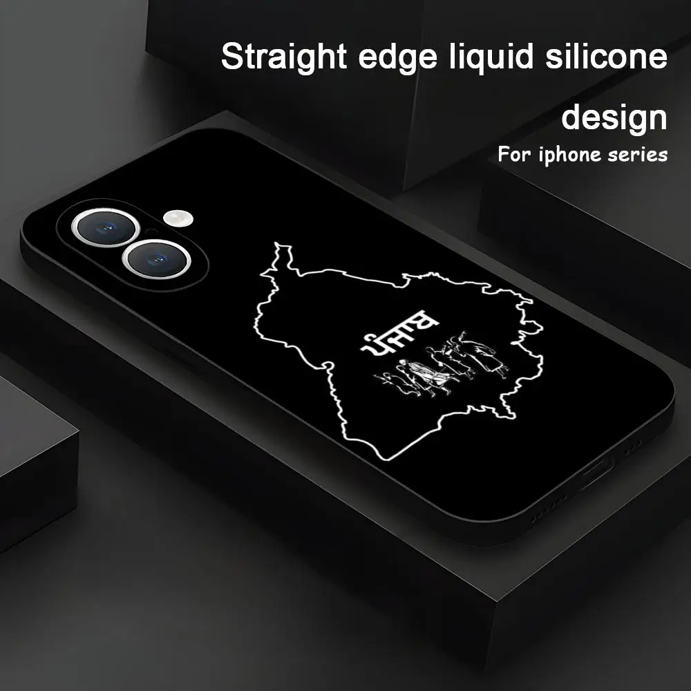 شعبية البنجاب خريطة تصميم جراب هاتف آيفون 17 16 15 14 13 12 11 X XR XS 8 Plus Mini Pro Max لينة سوداء غطاء مقاوم للصدمات