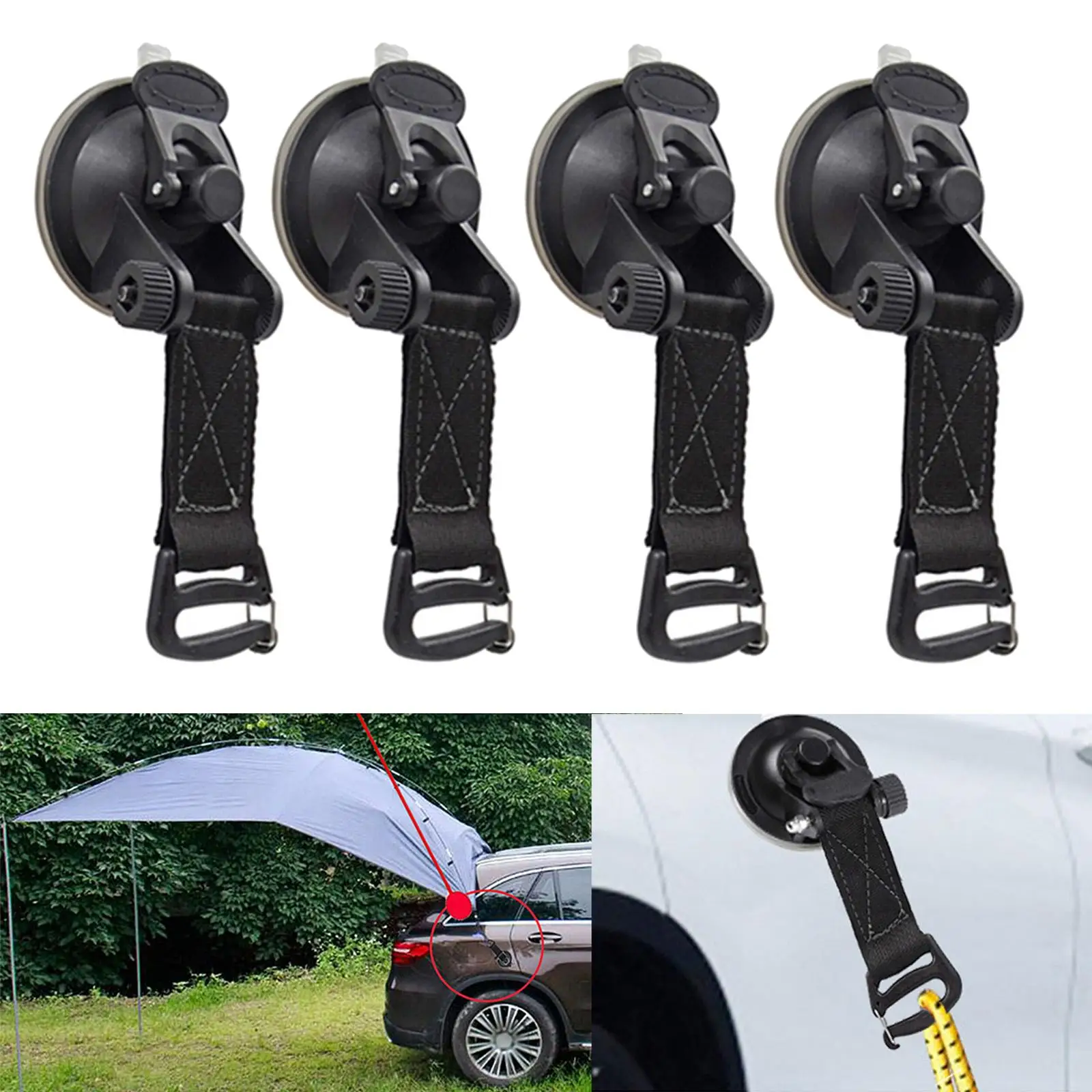 4Pack Suction Cup Anchor Lock Grip Securing Hook for Camping Tarp Canvas