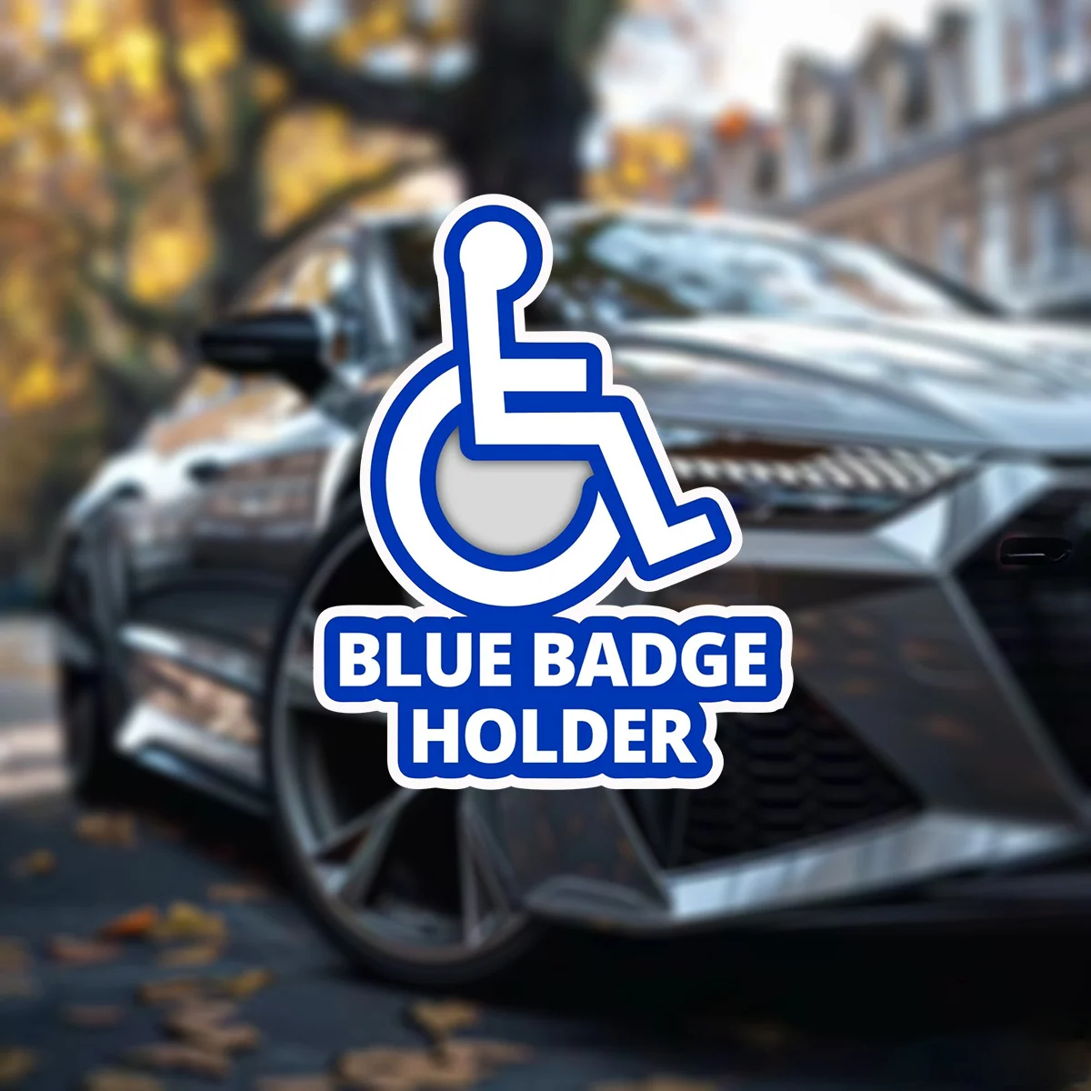 Blue Cartoon Badge Sticker | Suitable For Disabled, Self-Adhesive, Anime Theme, Irregular Shape Suitable For Cars And Vans
