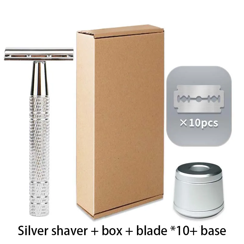 4 Colors Manual Razor Retro Metal Razor Set Platinum Double-Sided Blade Shaving Versatile Storage box Reusable Security