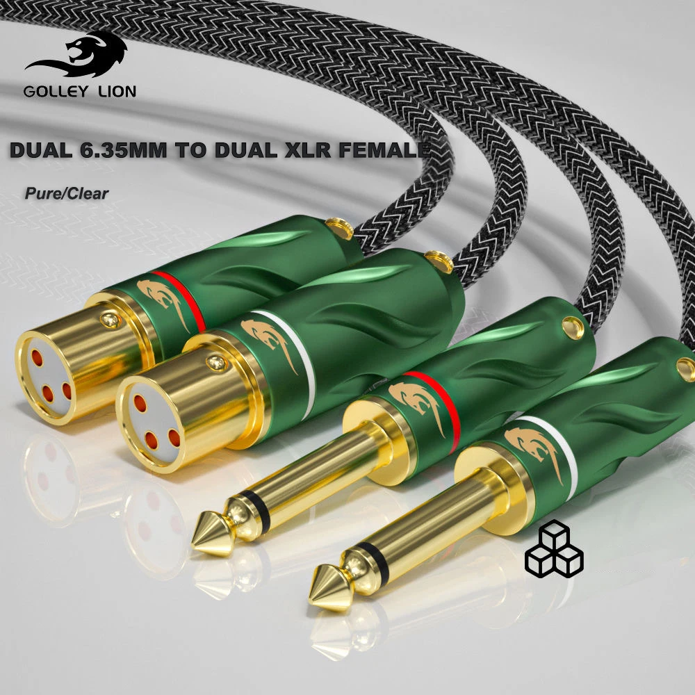 Classical Style Audio Cable Dual 6.35mm TS Jack to Dual Regular 3 Pin XLR Female for Mixing Console Sound Box Cable 1M 1.5M 3M