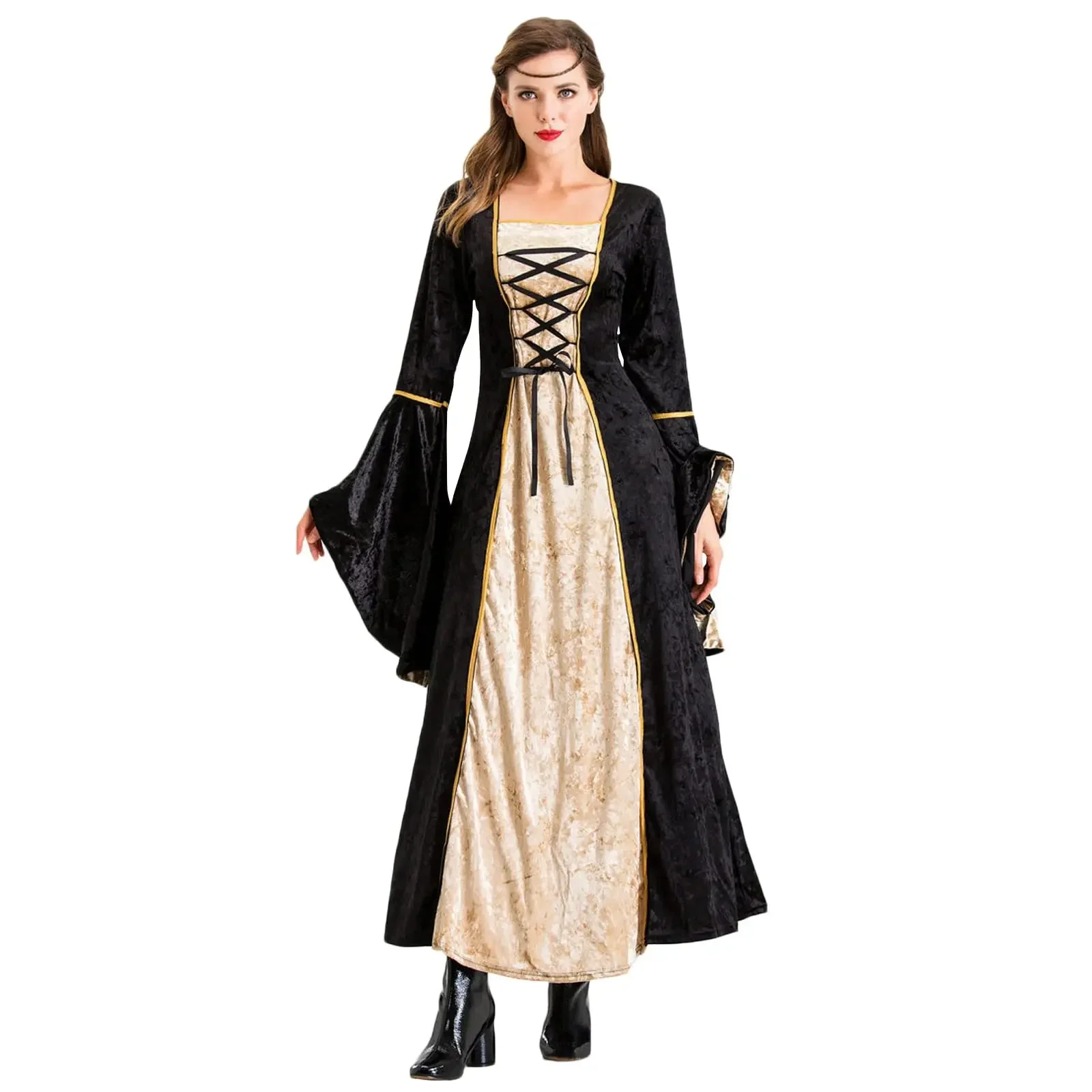 European Retro Medieval Dark Green Aristocratic Court Dress Adult Costumes