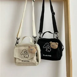 Large Capacity Shoulder Bag Cute Harajuku Style Canvas Underarm Bag Cartoon Handbag Crossbody Bag Women Girls