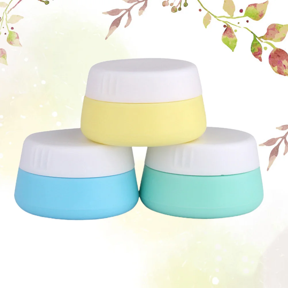 

3pcs Silicone Cream Jars Portable Dispenser Cream Bottles Small Lotion Box Emulsion Jar for Home Travel (Mixed Color, 20ML)