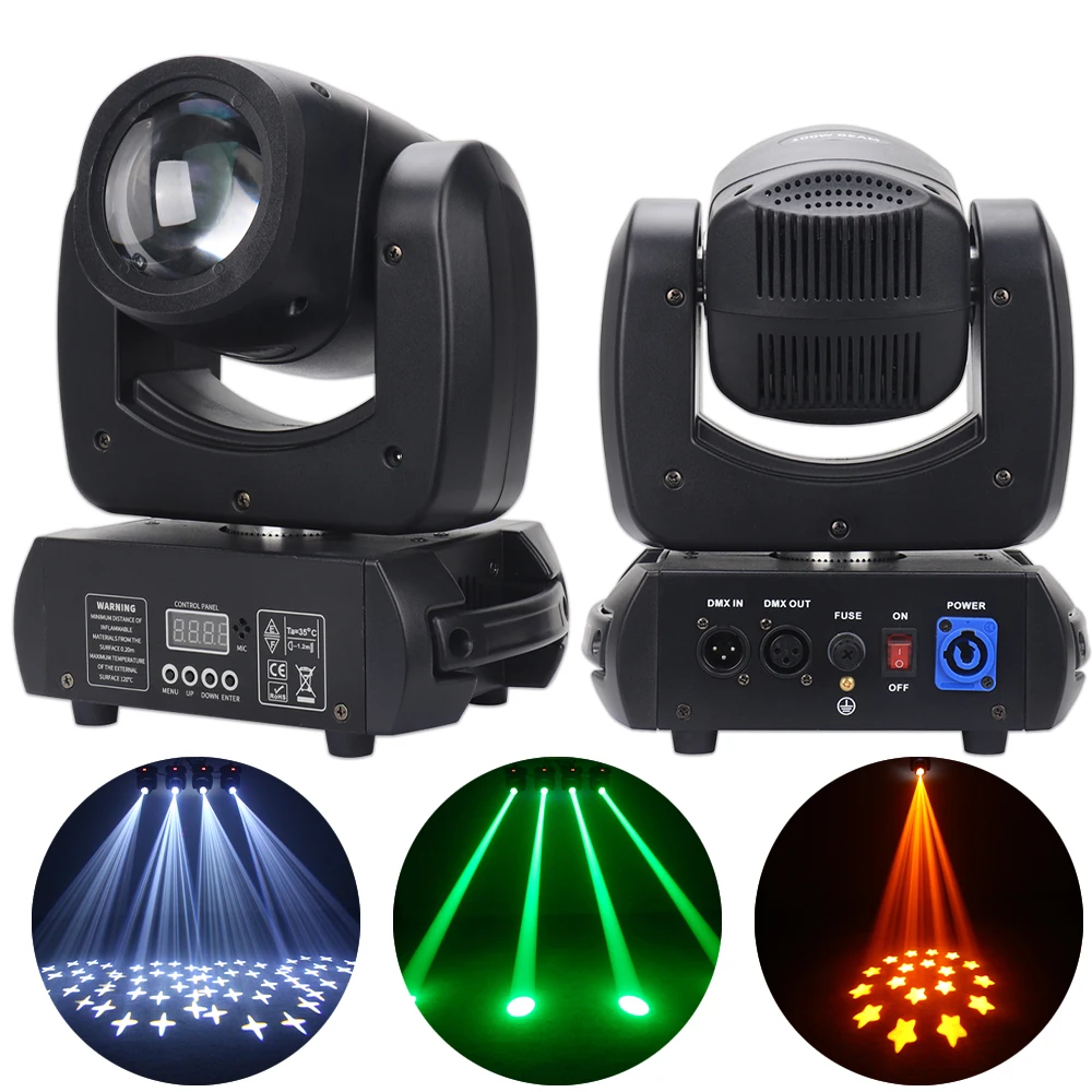 YUER 100W Gobo Light 18 Prism LED Spotlight Stage Effect Lighting DJ Disco LED Moving Head Lights DMX Party DJ Lighting