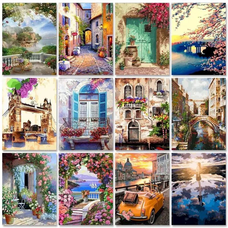 SDOYUNO 60x75cm Painting by numbers On canvas Number paiting Scenery DIY Coloring by numbers Adults crafts Home decor